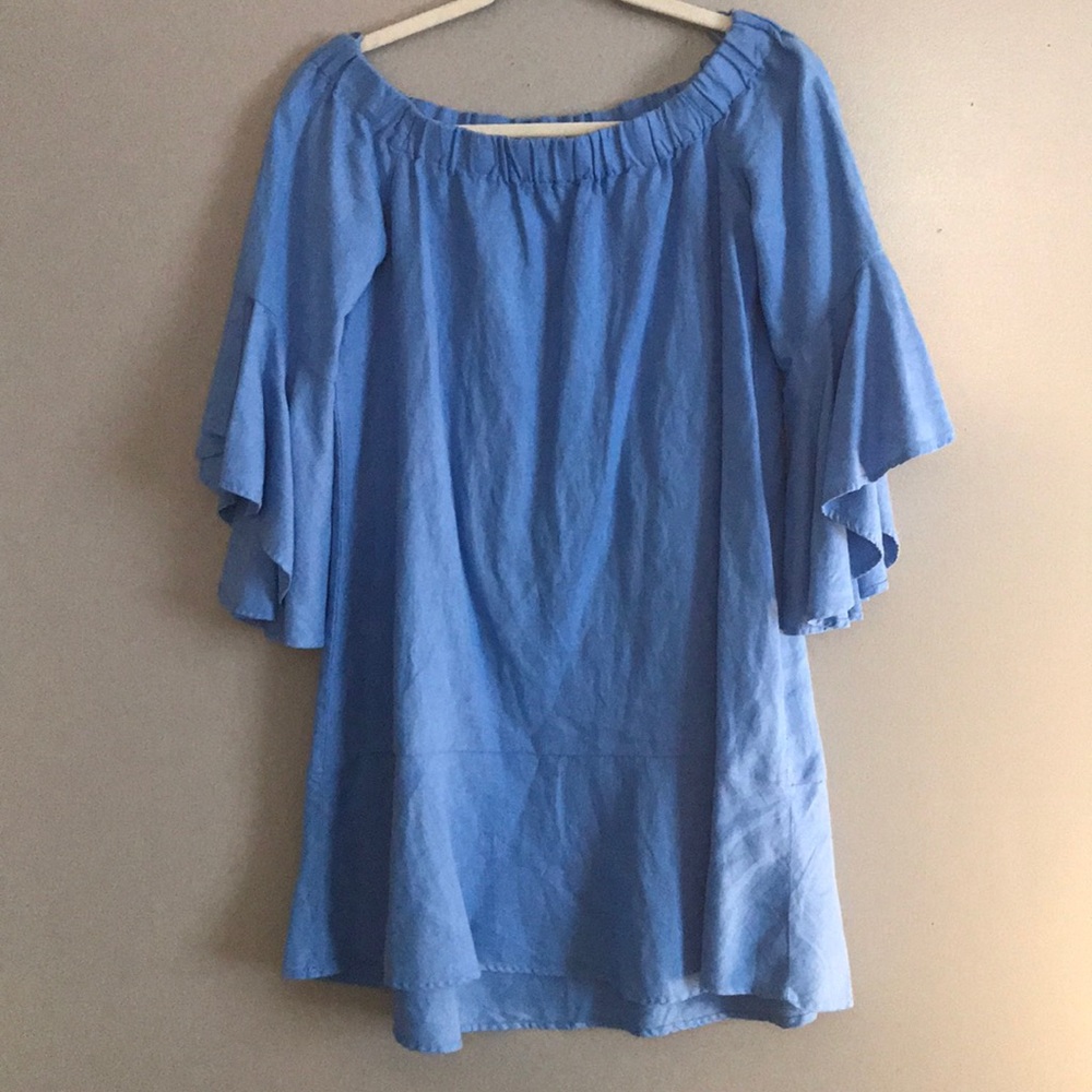 Blue Zara Off the Shoulder Dress